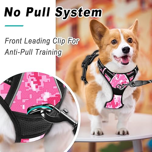 Miniatura 4 de Barkbay Arnés antitirones grande para perro, con paso, reflectante con clip frontal y mango de fácil control para entrenamiento, caminar, correr