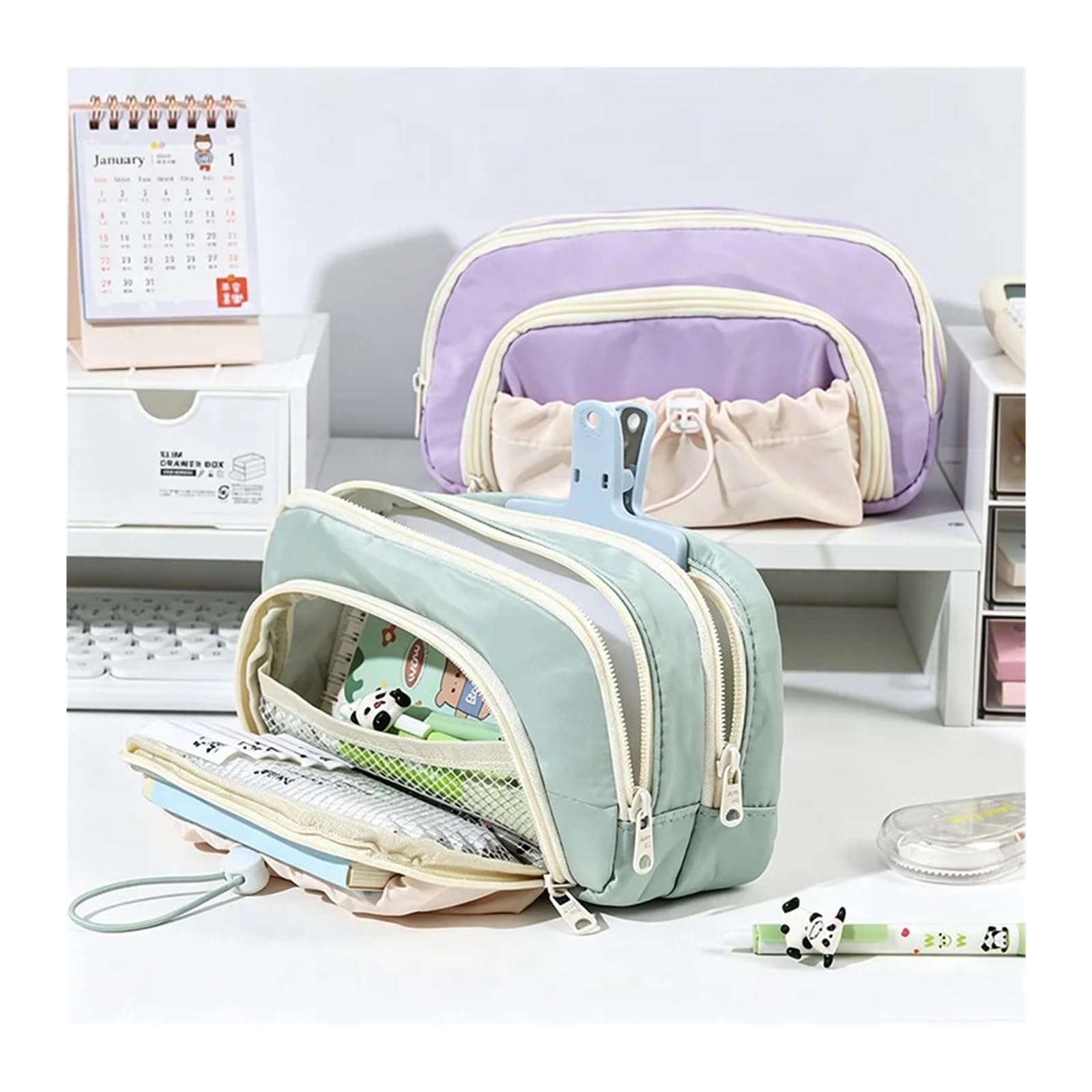 Astuccio for la scuola | Organizzatore di cancelleria carino, multistrato, di grande capacità, portatile(S6)