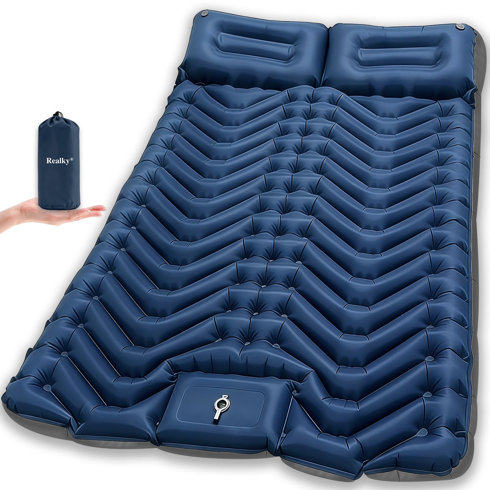 Isomatte Camping Luftmatratze Aufblasbare Matratze, Ultraleicht, Kompakte, Dick, Aufblasbar Sleeping Mat Strandmatte Outdoor mit Fußpumpe Kissen, Wasserdicht Schlafmatte für Wandern Strand Zelt Reisen