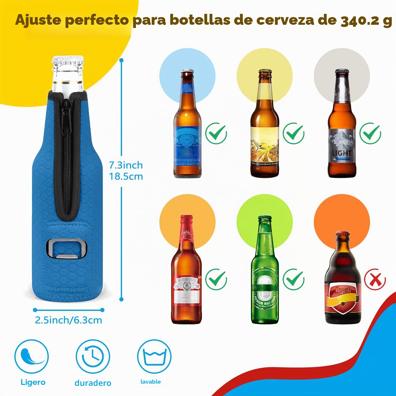 4 Piezas 12oz Beer Can Cooler Sleeve Funda para Latas de Cerveza Isotermica Antideslizante Soporte Neopreno Manga Aislante para Bebidas Manga Refrigerante Latas con Abrebotellas Regalo
