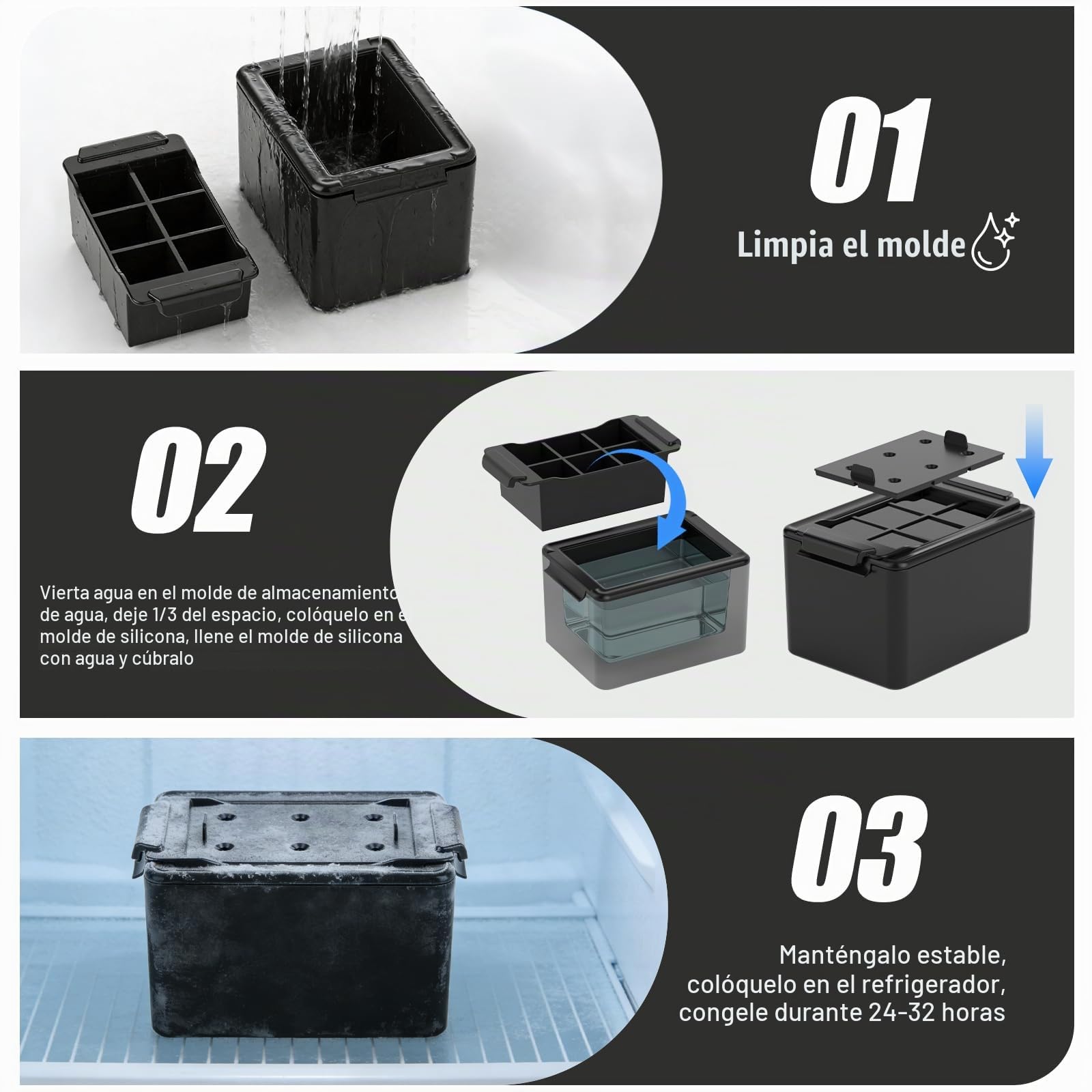 6 x 1.9 pulgadas Molde de hielo transparente, fabricante de hielo transparente para whisky bourbon old fashioned cócteles, bandeja de hielo transparente de silicona con bolsa de almacenamiento de