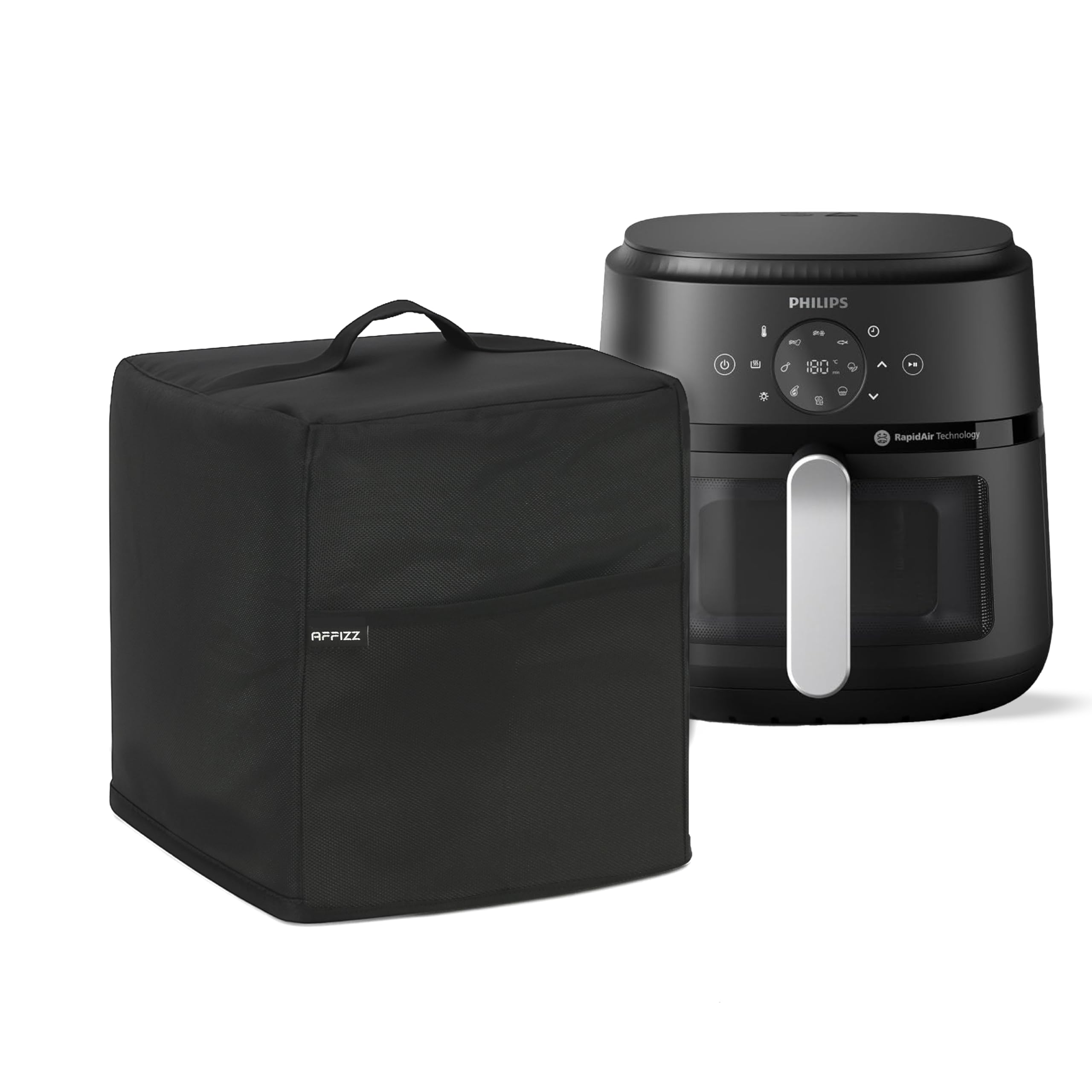 Dustproof & Oil-Proof Air Fryer Cover for Philips 6.2L NA231/00 - Polyester Waterproof Kitchen Oven and Home Appliances with Handle & Pocket | for Women, Men & Everyday Use, Black