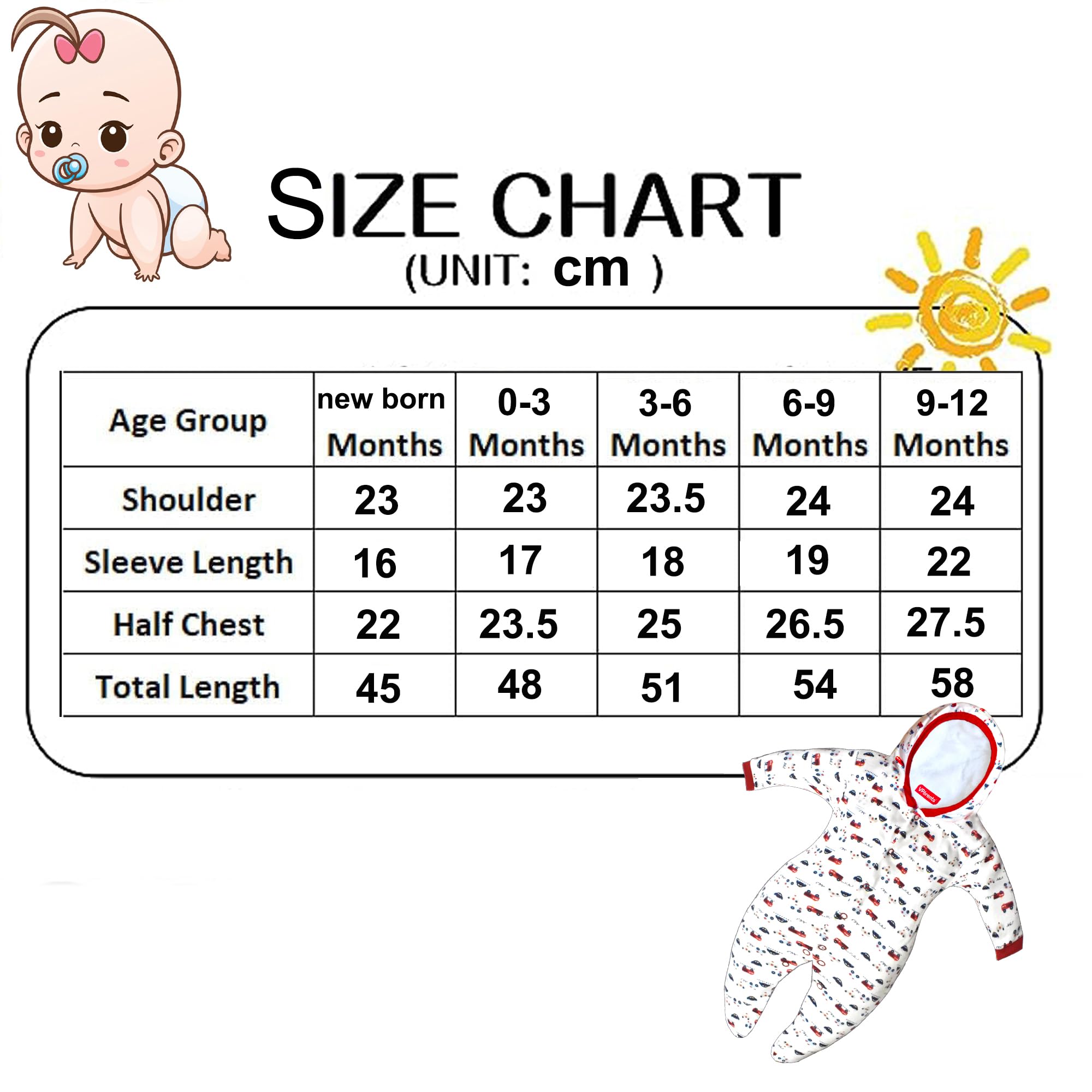 VParents Zoey Hooded Full Sleeve Cotton Baby Footies Sleepsuit Rompers for Baby Boys and Baby Girls Pack of 2 (9-12 Monts, Red) - Image 4 thumbnail