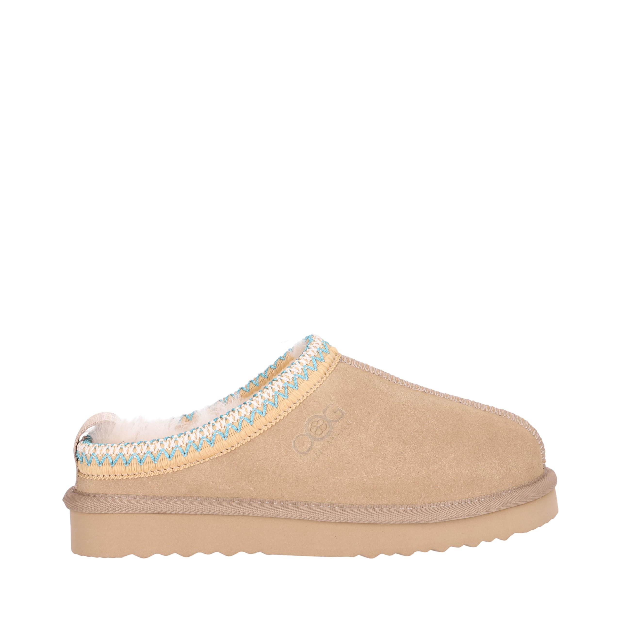 OOG Damen Winter Wärme Hausschuhe mit Echt-Leder, Winter, Memory Foam, Plüsch, Warm, rutschfeste Slippers House Slippers in Beige 39 EU