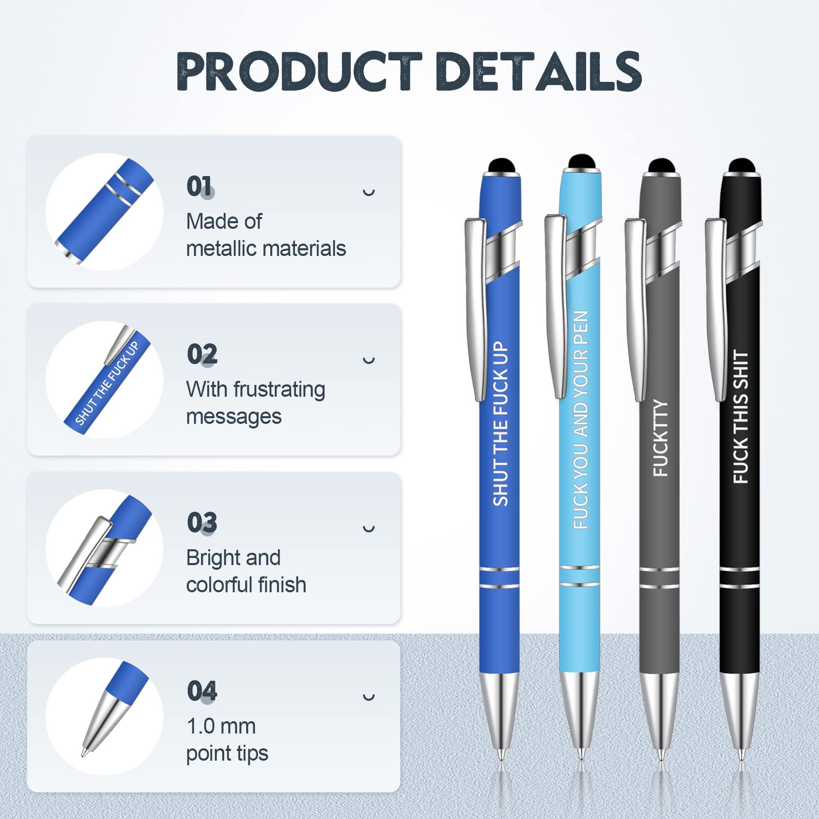 Teling Snarky Office Funny Ballpoint Pens Motivational Rude Quotes Pen Vibrant Negative Passive Positive Message Pens for Colleague — view 5