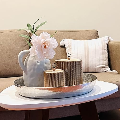 Miniatura 7 de Gekkoli 2er-Set Storage BoxesBaskets with Lids Bamboo RoundRectangle Small Brown (Diameter 8 x Height 8.2  12 x 11.2 cm)