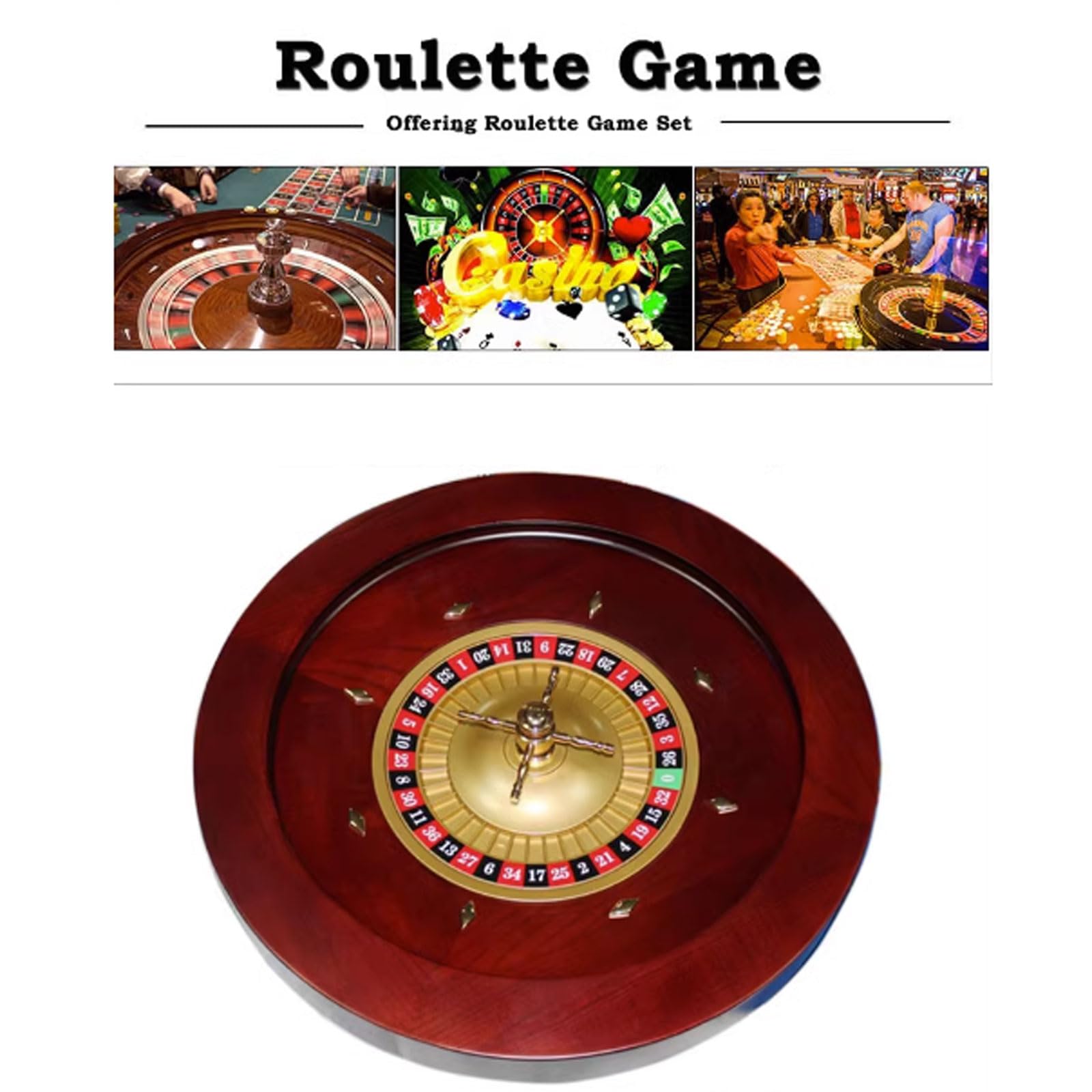 Ruota della roulette Set di ruote per roulette in legno Giradischi Giochi da tavolo per il tempo libero Cuscinetti di precisione di grado del casinò Piatto in alluminio per giochi da casinò notturni a