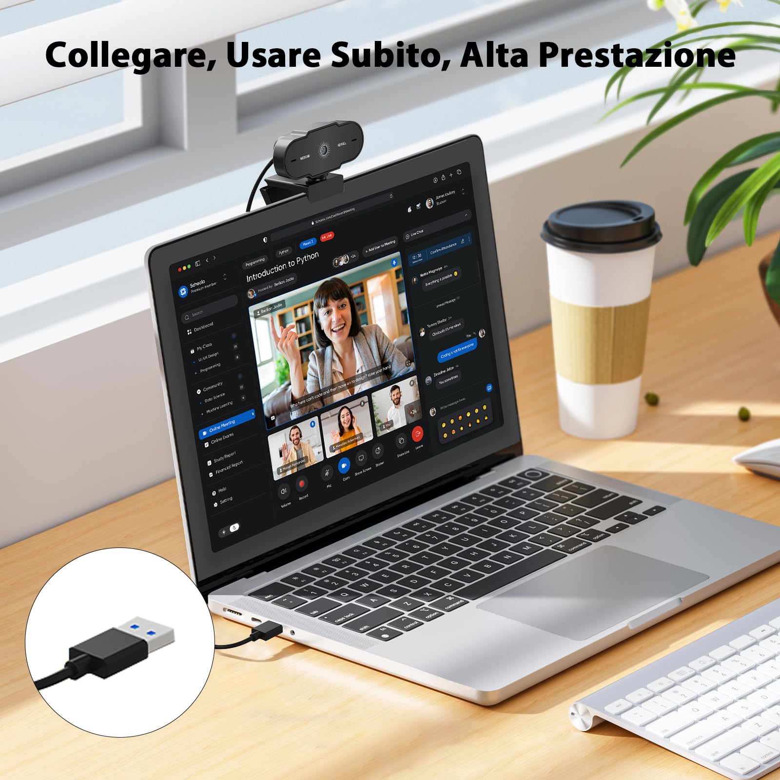 veorkide Webcam PC con Microfono Full HD 1080P - Web Camera PC USB Fuoco Fisso 30 FPS Videocamera Anti-Rumore per Laptop Desktop Youtube Streaming Skype Zoom Teams MacOS Windows Linux