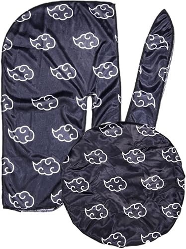 Juego de 2 gorros de seda y Durag de anime para hombres y mujeres, gorro de satén sedoso, tela de seda para mayor comodidad y compresión