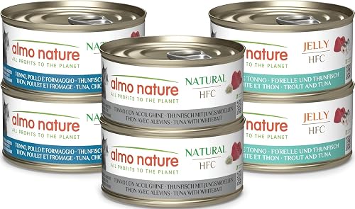 Almo Nature HFC Natural - Comida Húmeda para Gatos - Recetas Variadas de Atún - 70 g x 6 Latas