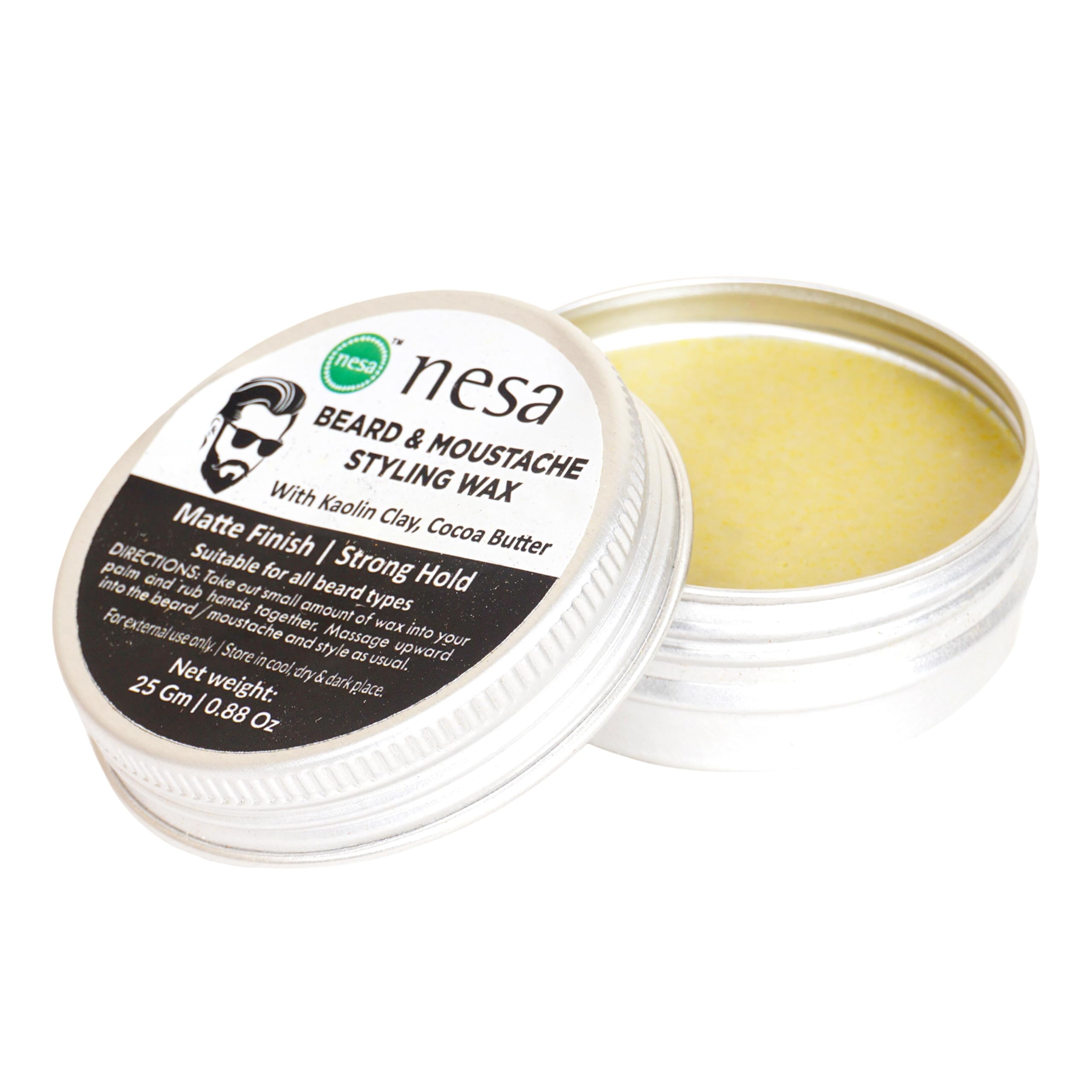 Nesa Beard & Moustache Clay Wax for Men - 25 g | Natural Matte Finish and Strong Hold | Enriched with Kaolin Clay and Cocoa Butter 2