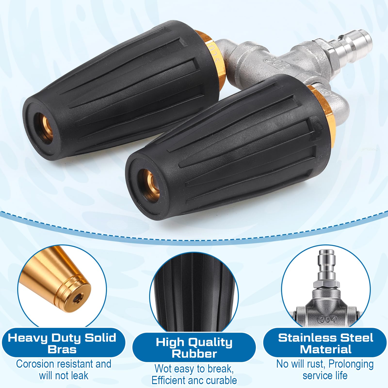 Zhengmy Boquilla turbo dual para lavadora a presión con rotación de 360°, con conector rápido de 1/4 pulgadas, boquilla turbo doble de orificio 2.0, 4-6 GPM, accesorios de lavado a presión de 4000 psi