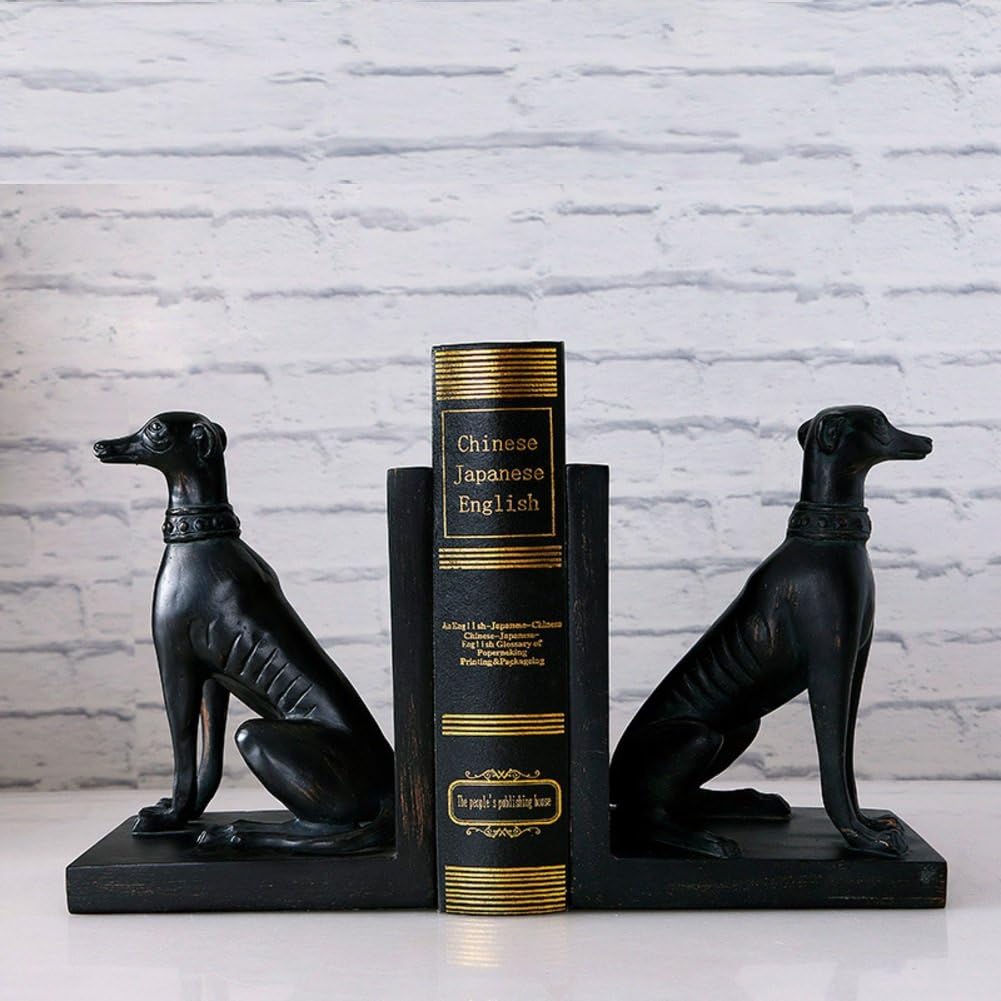 Creative bookends European Style Dogs Bookshelf Household Retro Resin Decoration-Black