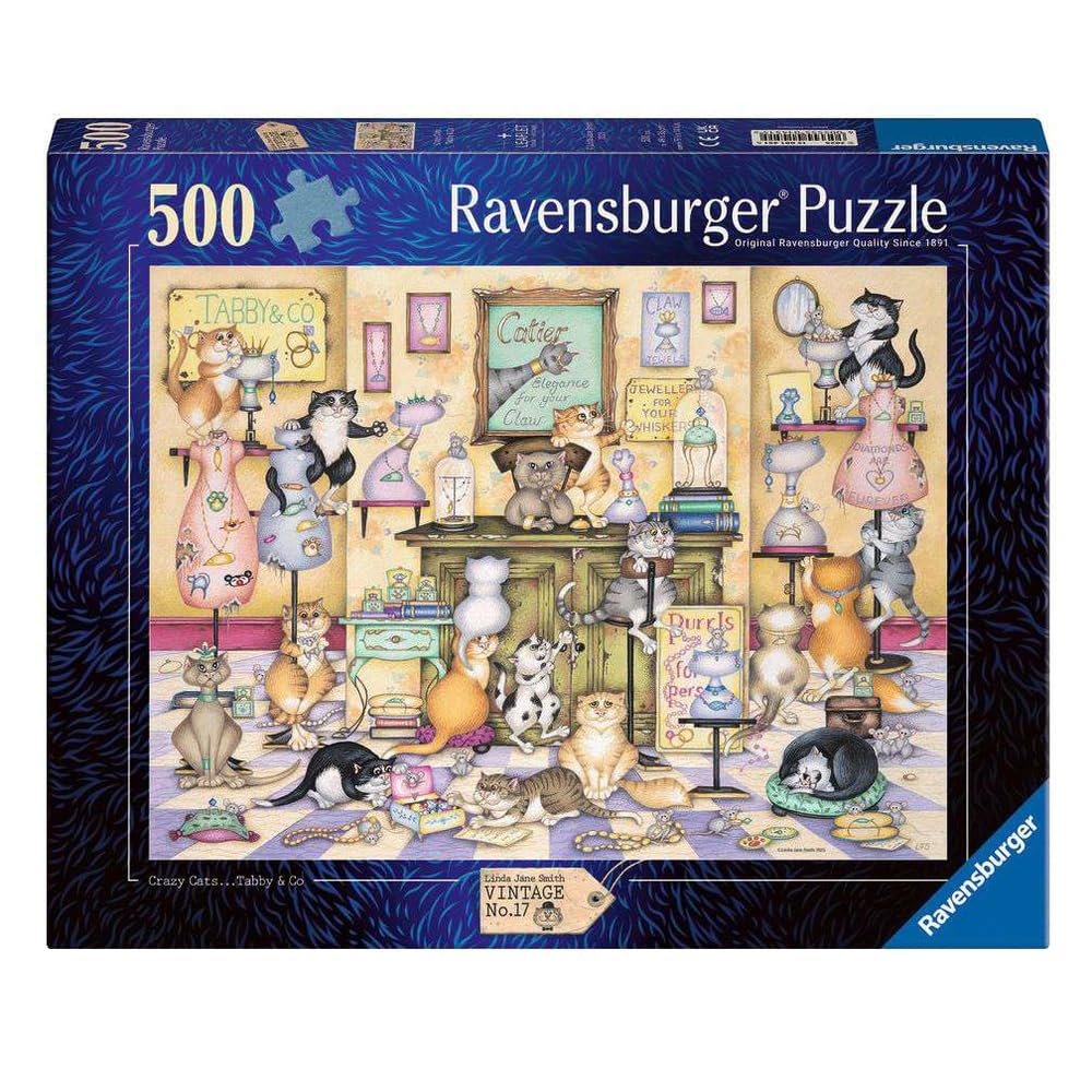 Amazon.com: Ravensburger Crazy Cats Tabby & Co 500 Piece Jigsaw