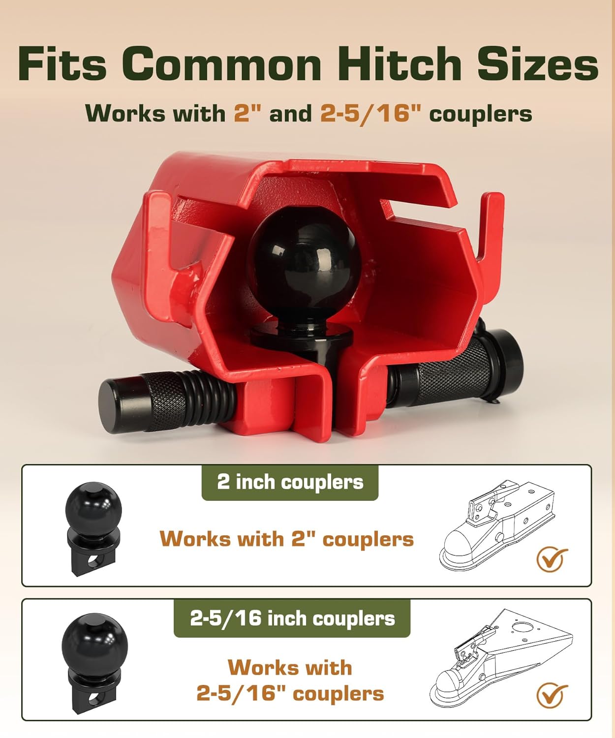 Trailer Lock, Heavy Duty Trailer Coupler Lock, Fits 2" & 2-5/16" Hitch, Secure RV Boat Camper Truck