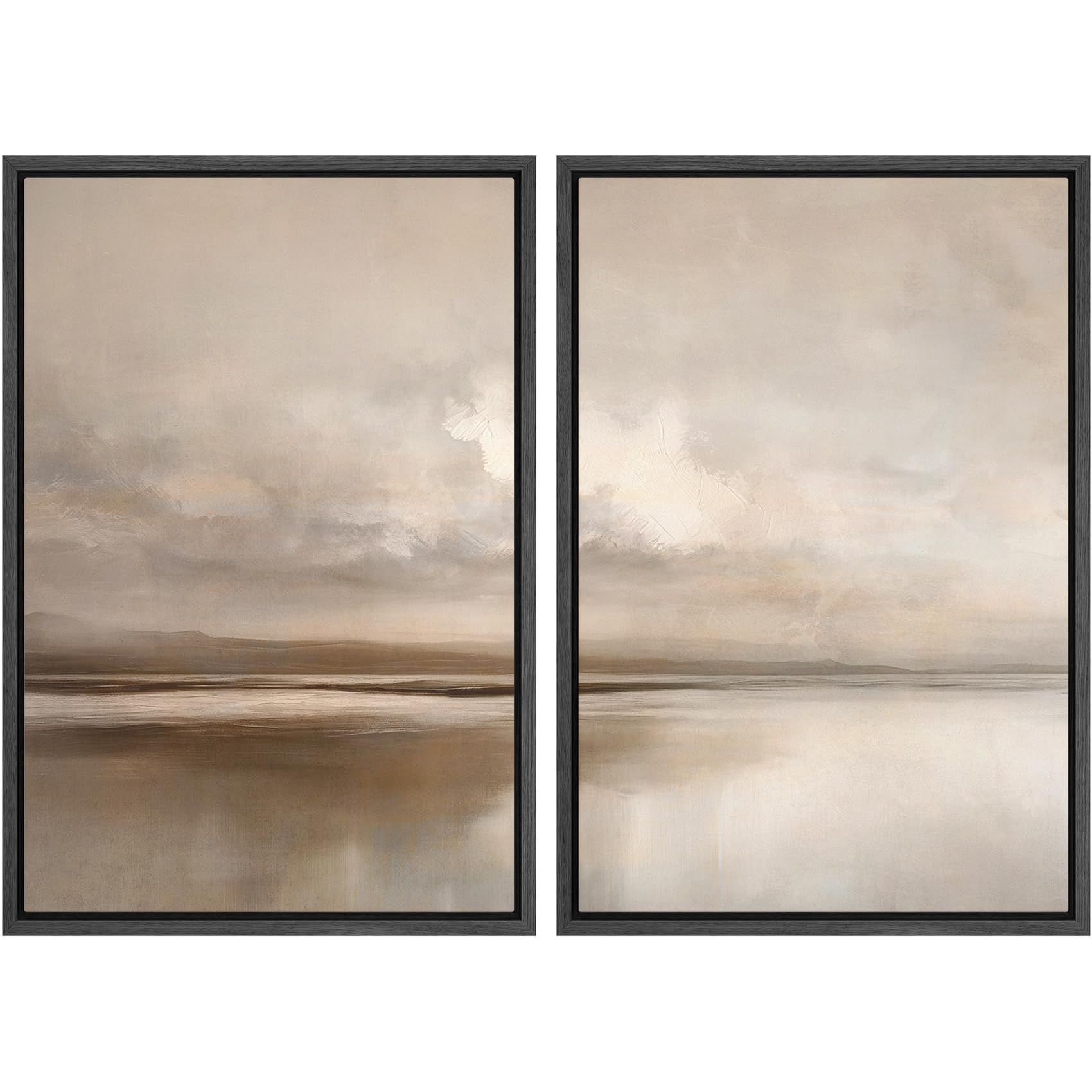 MUDECOR Framed Canvas Print Wall Art Monochromatic Gradient Abstract Minimalist Gray Illustrations Modern Art Decorative Bohemian Colorful Chic for Living Room, Bedroom, Office - 16"x24"x2 Black — view 102