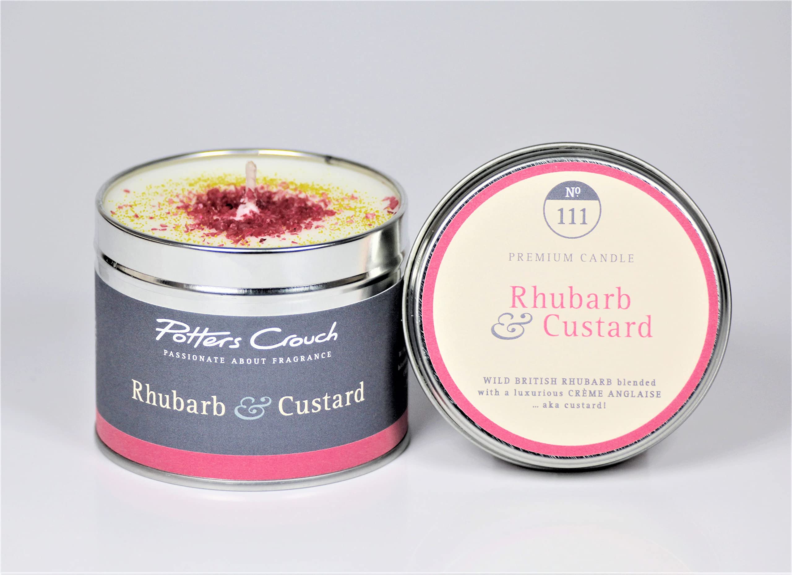 Potters Crouch Scented Candle in a Tin - Rhubarb & Custard