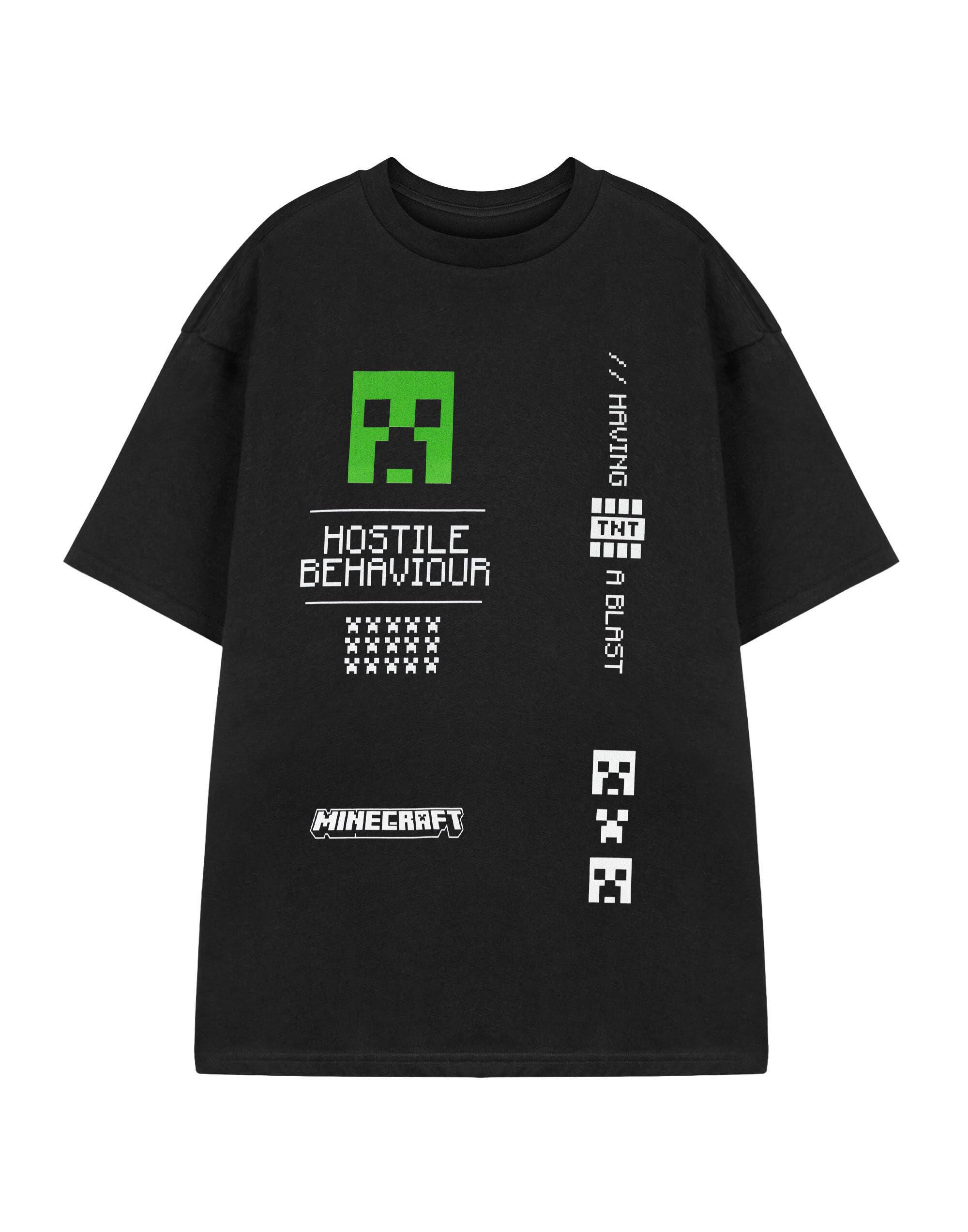 B&Q -  Minecraft Mens Black Hostile Behaviour Short Sleeved T-Shirt (Xxx-Large)
