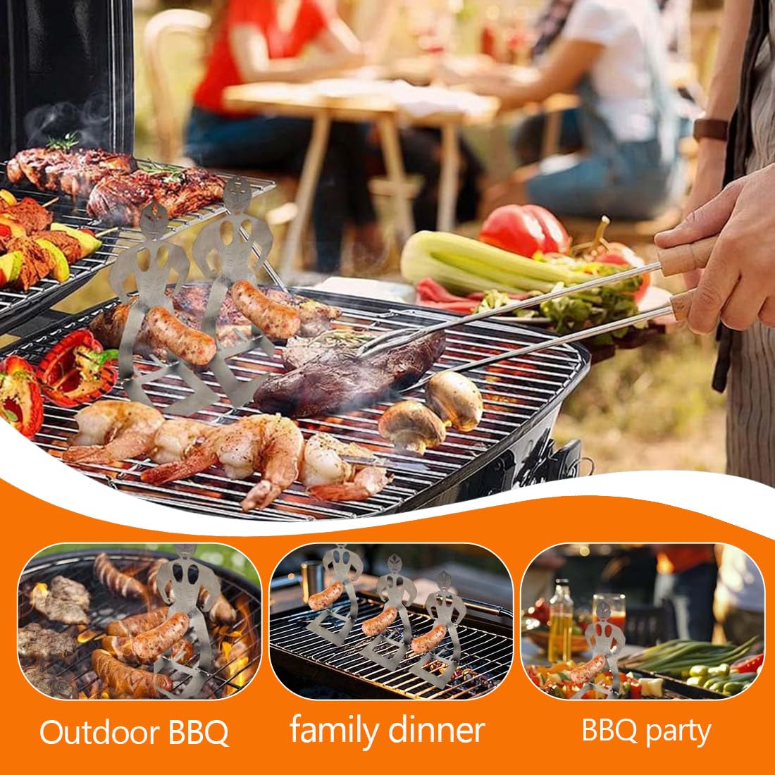 2 Pezzi Divertenti Porta Hot Dog, Accessori Barbecue Divertenti, Acciaio Inossidabile, Supporto per Salsicce in Piedi, per Campeggio Picnic All'Aperto Cucina