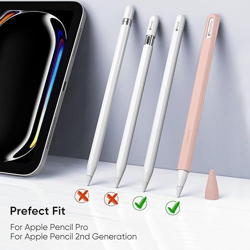 Miniatura 10 de Fintie Silicone Sleeve for Apple Pencil Pro & Apple Pencil 2nd Generation, Light Pen Skin Case Cover Soft Protective Pencil Grip Holder with 2 Nib