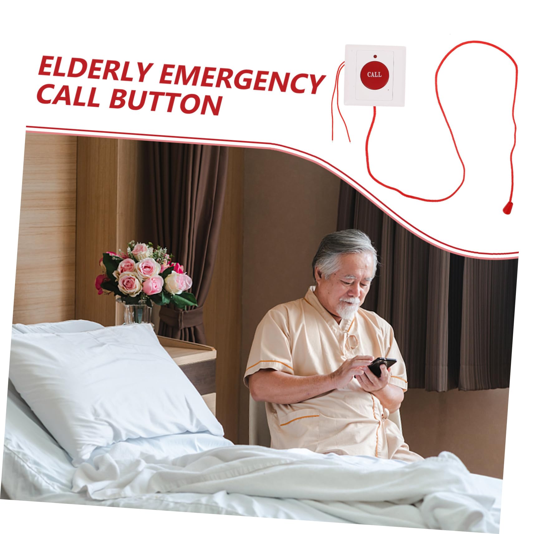 Operitacx Elderly Monitoring Wall-Mounted Button Emergency Alert for Seniors Call Button for Patient Help