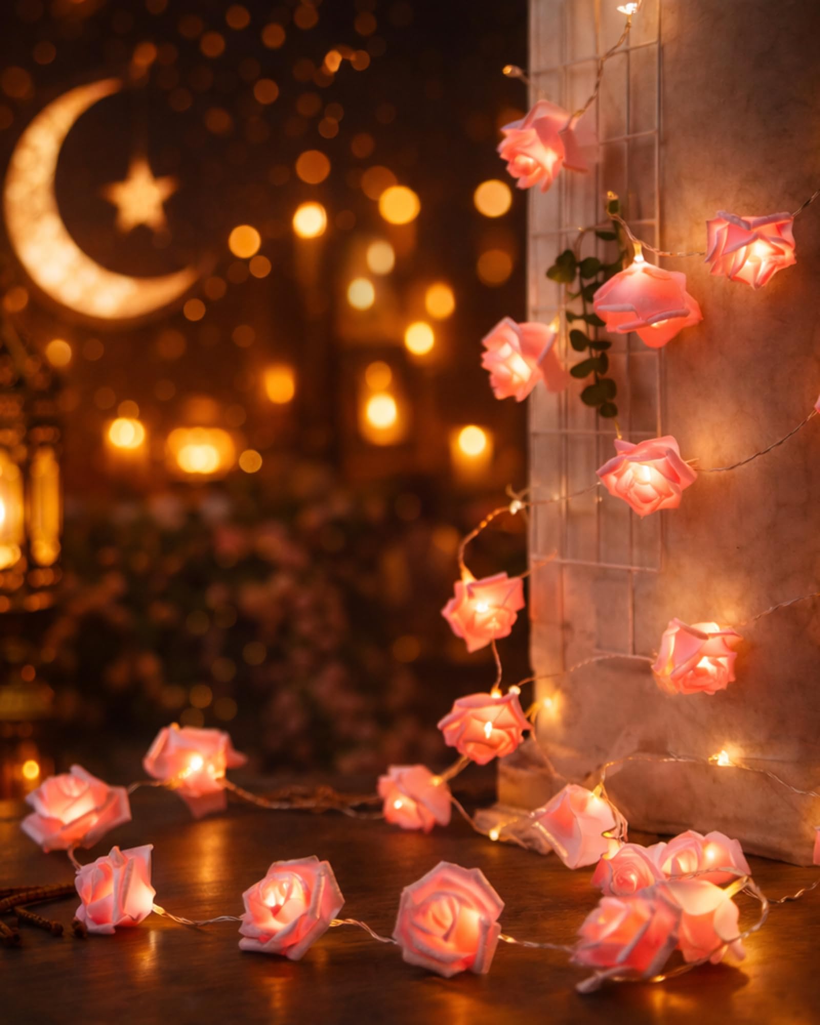 Homesake® String Light, Rice Light 14 LED Indoor Outdoor Fairy Lights for Room Decorations, Diwali Decoration for Home, Festive Decor, Diwali Light for Decoration for Home, (Pink Rose) Plug in 5 M