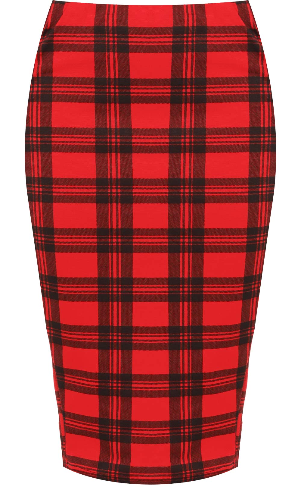 Wearall Women's Red Plus Size Tartan Check Print Elastic Knee Length Skirt - 18