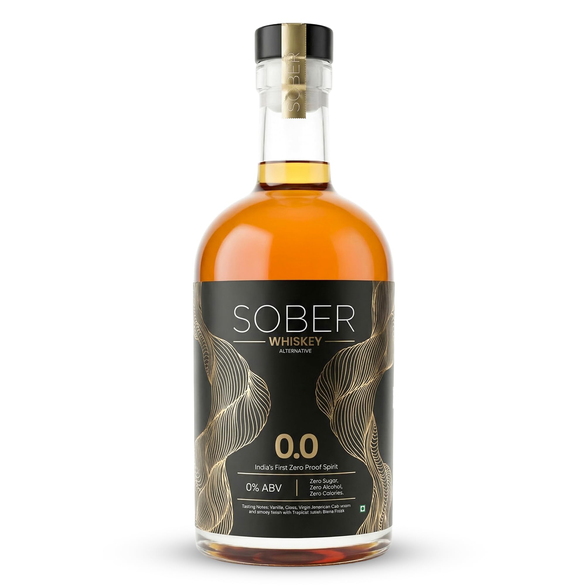 SOBER Whiskey Alternative | 0.0% ABV Zero Alcohol Drink | Sugar Free Zero Calorie | Premium Non Alcoholic Whiskey with Vanilla Oak Spice Notes | Alcohol Free Spirit for Mocktails & Parties | 750ml