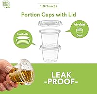 Vista 5 de (1 onza 200 juegos) Vasos de plástico transparente con tapas, pequeños recipientes para control de porciones, chupitos de gelatina, preparación