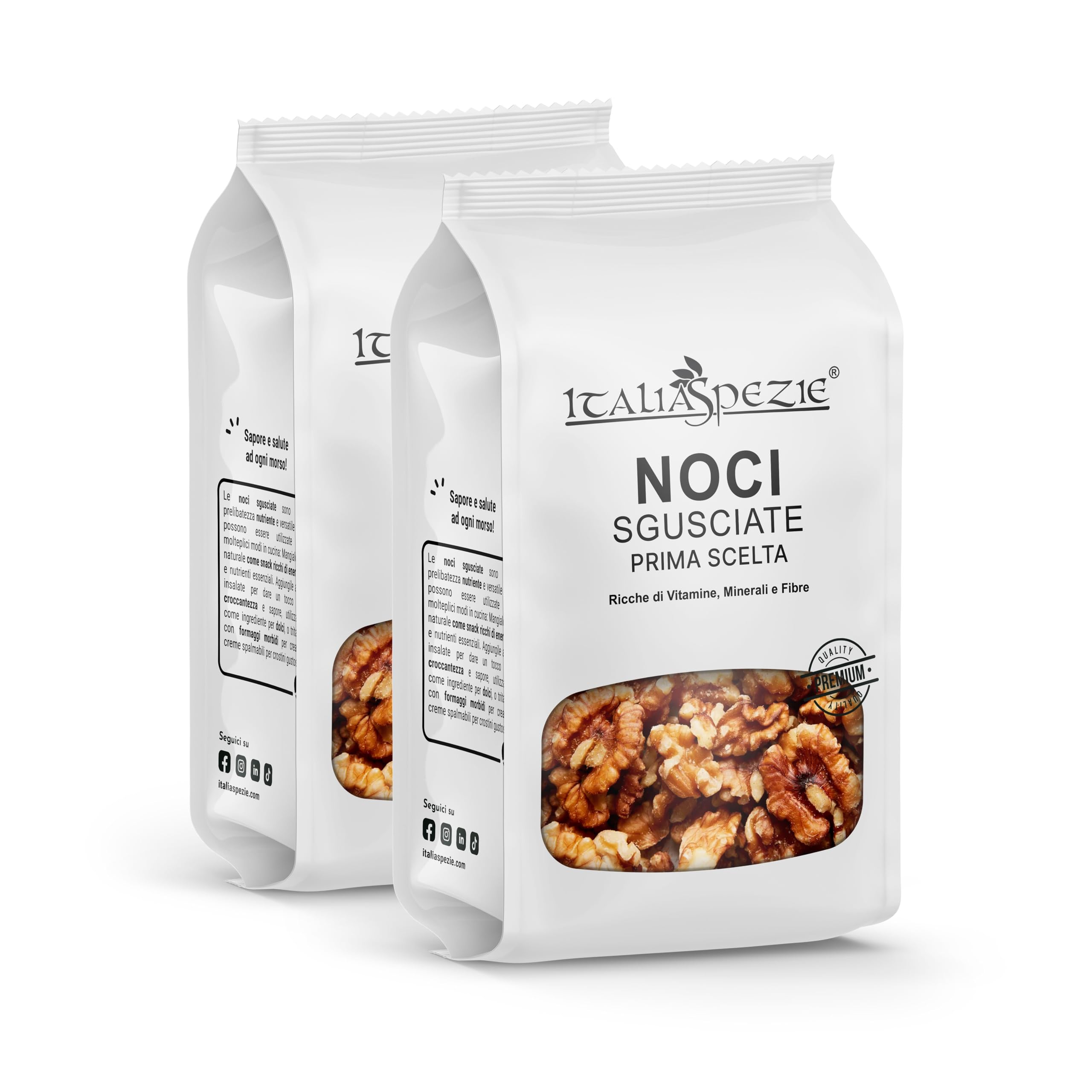 Noci Sgusciate Naturali Extra Light - 1 Kg (2 x 500g) - Primissima Scelta, chiare, non salate | frutta secca di qualità - Italia Spezie