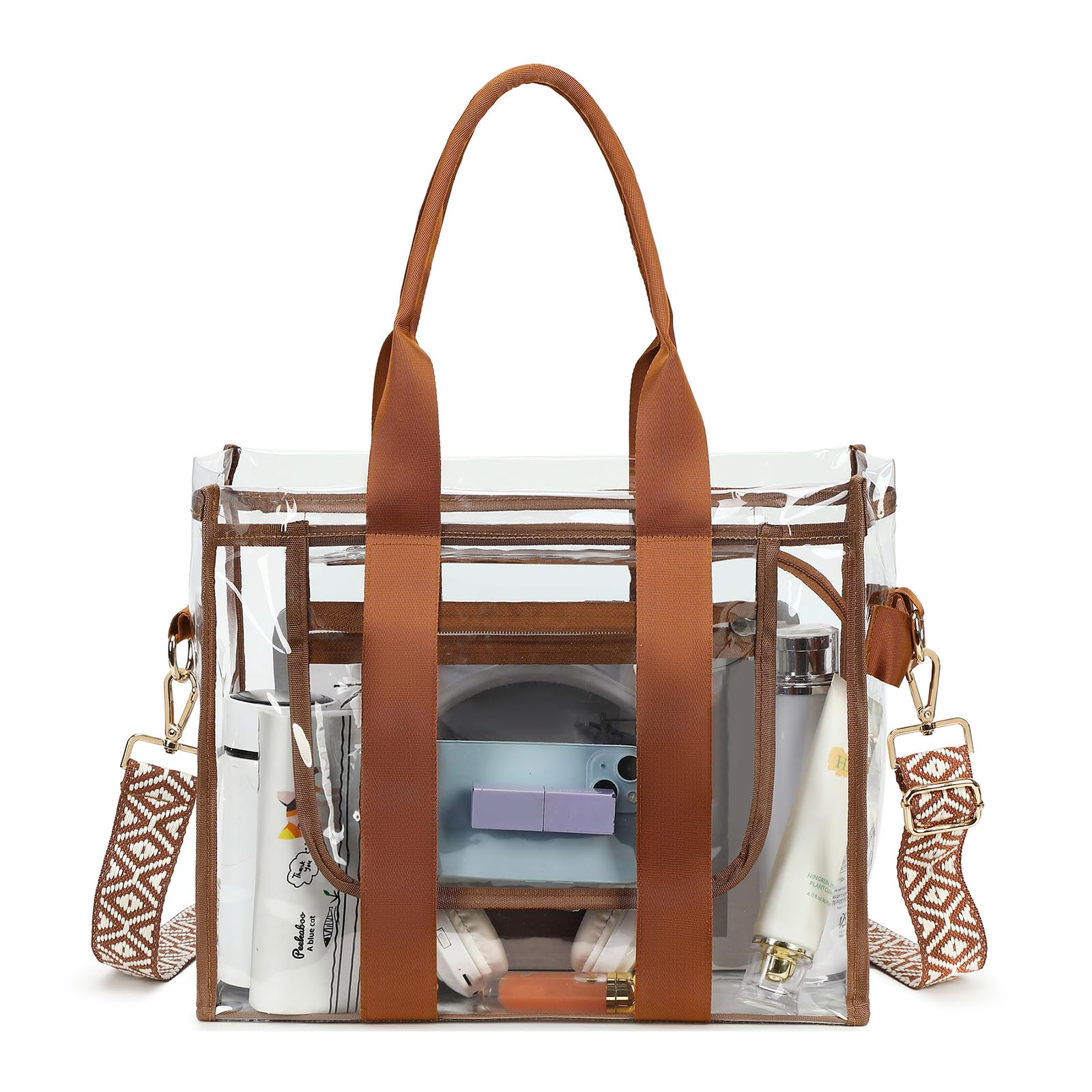 getgto Clear Bags for Women Tote Bag, Crossbody Bag, Stadium Approved Clear Purse for Sports Events, Concert, Work & Beach