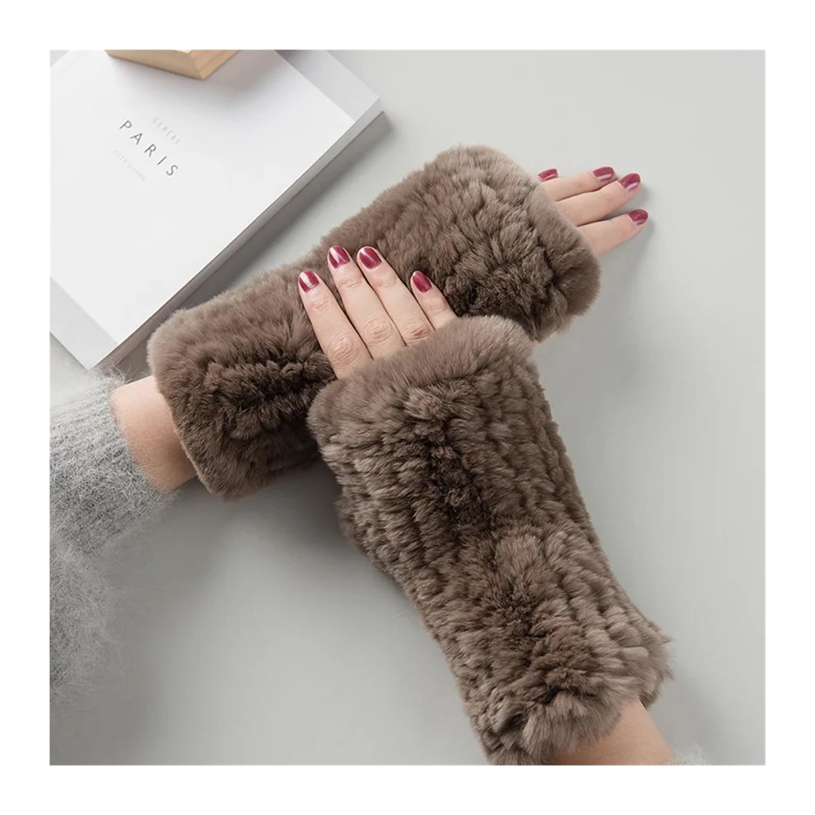 1 paio di guanti da donna in maglia caldi invernali all'aperto Per Inverno
