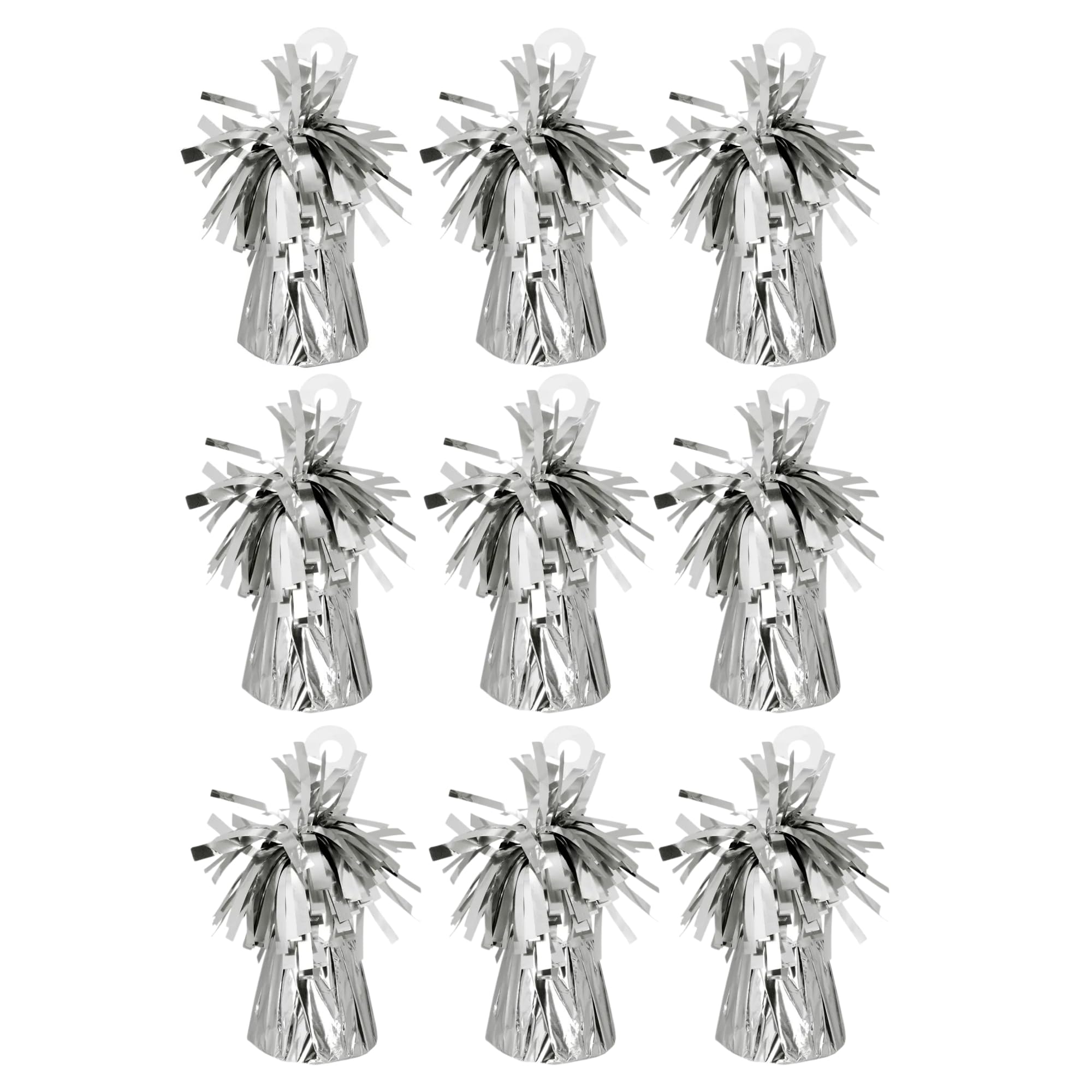 Foil Balloon Weights for Helium Balloons | Metallic Foil Balloon Holder | Birthday Parties, Events & Wedding Celebrations Decoration Accessory (Silver, Pack of 9)