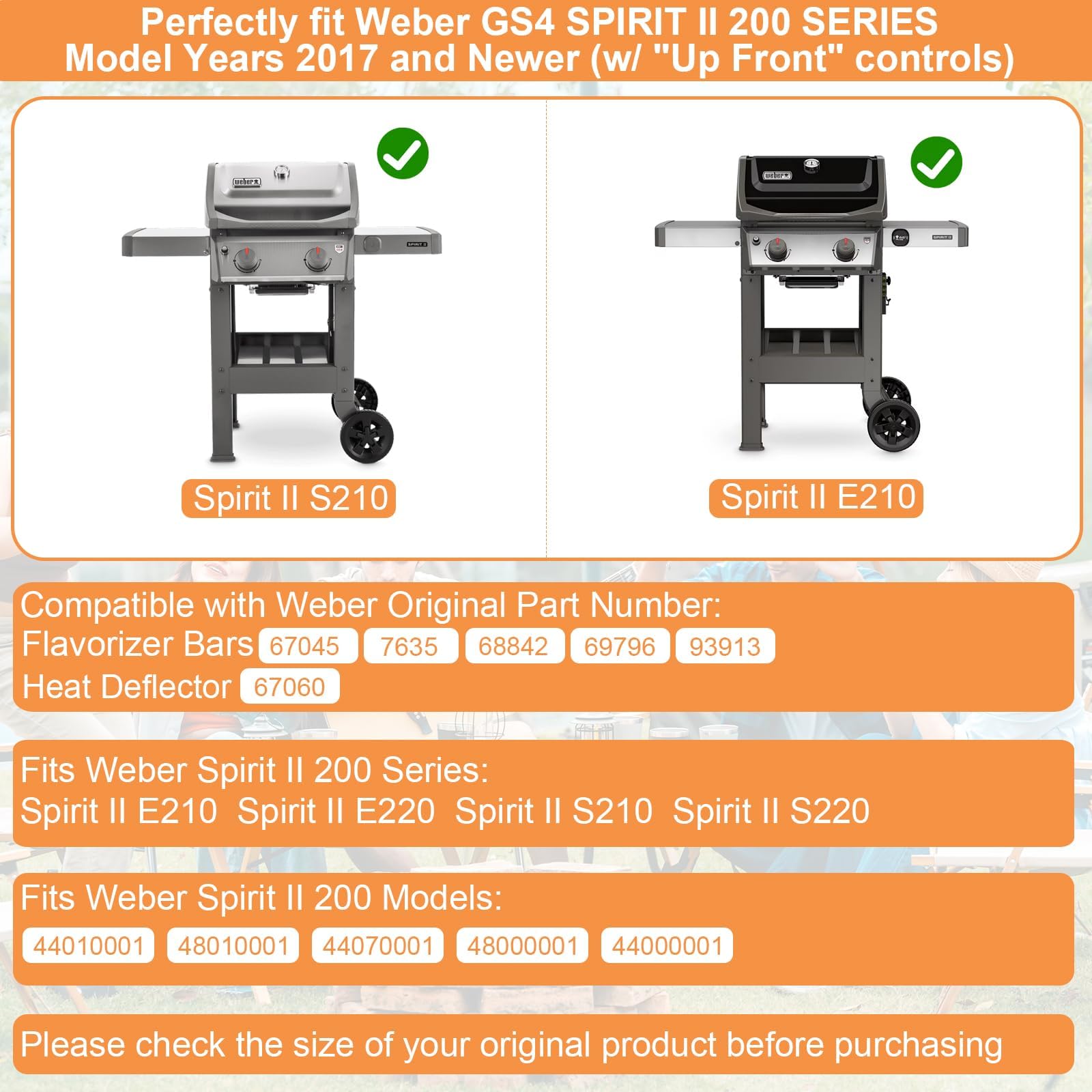 Grill-Ersatzteile für Weber Spirit 2 Grillteile GS4 Spirit II E210 S210 E220 S220 Teile für Weber GS4 Spirit 2 Flavorizer Bars 7635 67045 68842 69796 & Weber Hitzeschutz 67060 Edelstahl