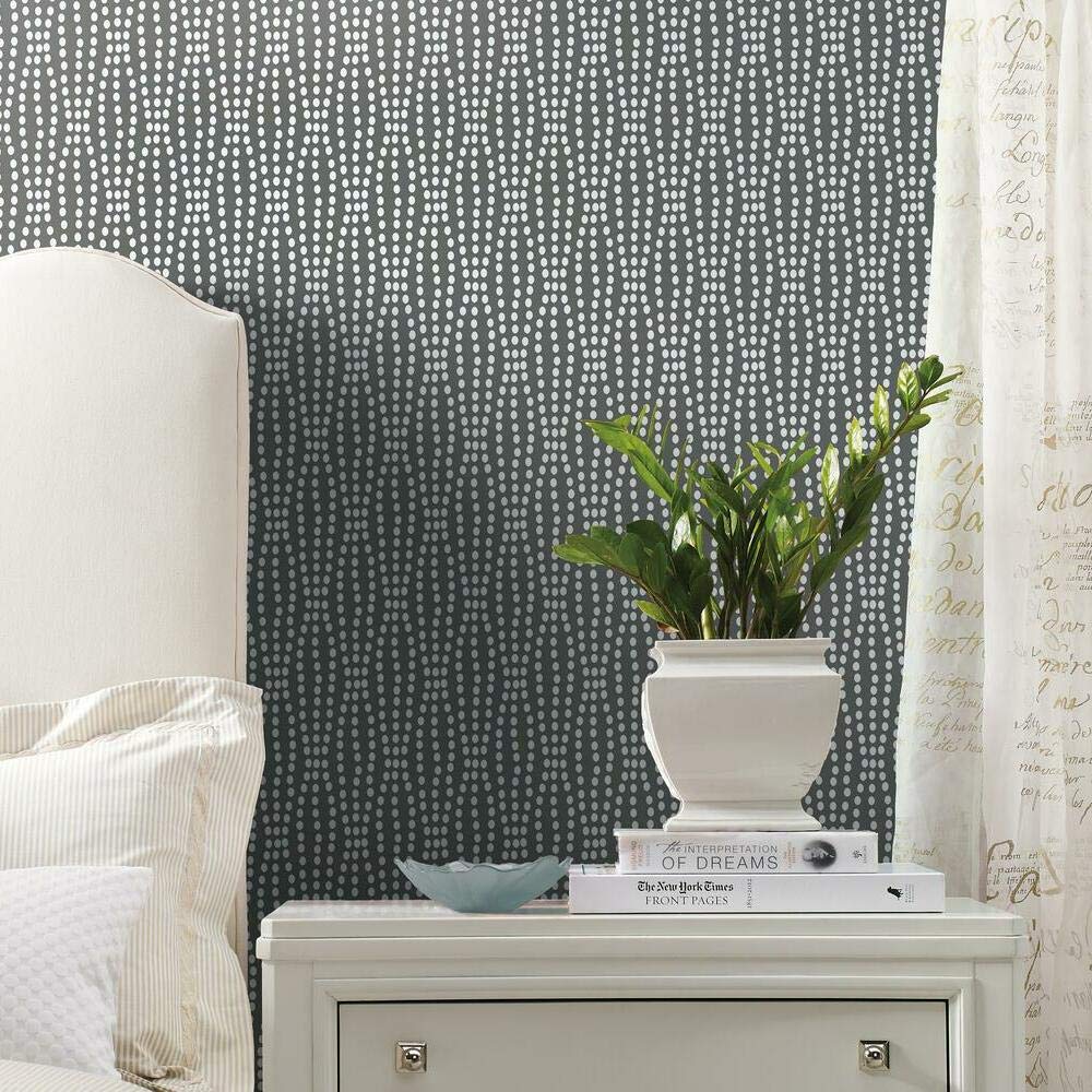 RoomMates Waverly Strands Peel and Stick Wallpaper, Grey, White