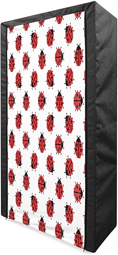 Ambesonne Ladybugs Portable Fabric Wardrobe, Cross-Stitch Insect Model Animal Pixel Art Orderly Repeated Pattern, Clothing Organizer and Storage