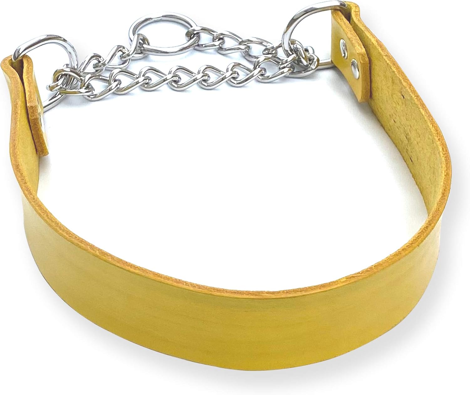 Pegs 犬 首輪 高額売筋 名入れ 大型犬 ハーフチョーク レザー 本革 シンプルデザイン イエロー 54cm 名前刻印 犬用 いぬ 革 犬首輪 犬用品 日本製 おしゃれ くびわ かわいい 皮 犬の首輪 しつけ