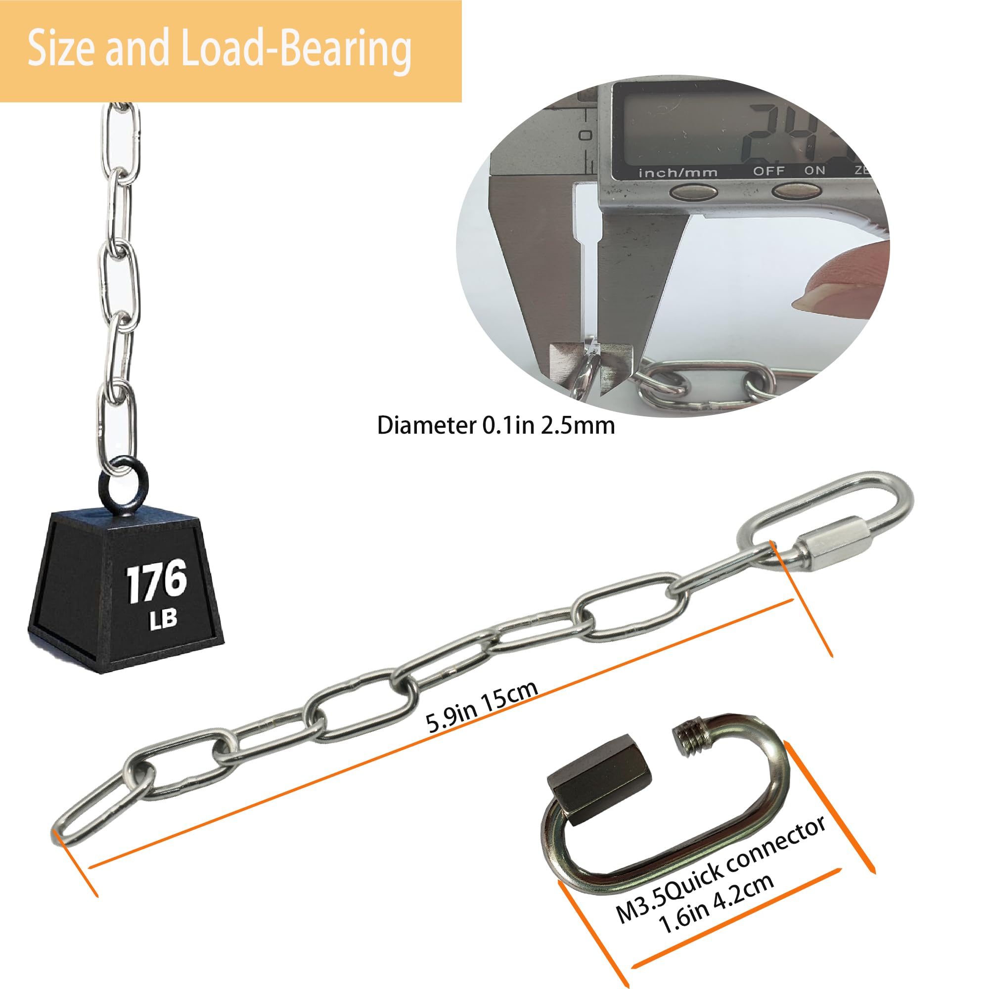 MyyYiTar Stainless Short Chain Links 0.1