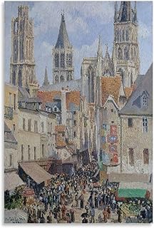 Camille Pissarro Rue De L'Épicerie,Rouen Effect of Sunlight Prints Wall Art Paintings Poster Picture Print Wall Art Painting Canvas Artworks Gift Idea Room Aesthetic 12x18inch(30x45cm)