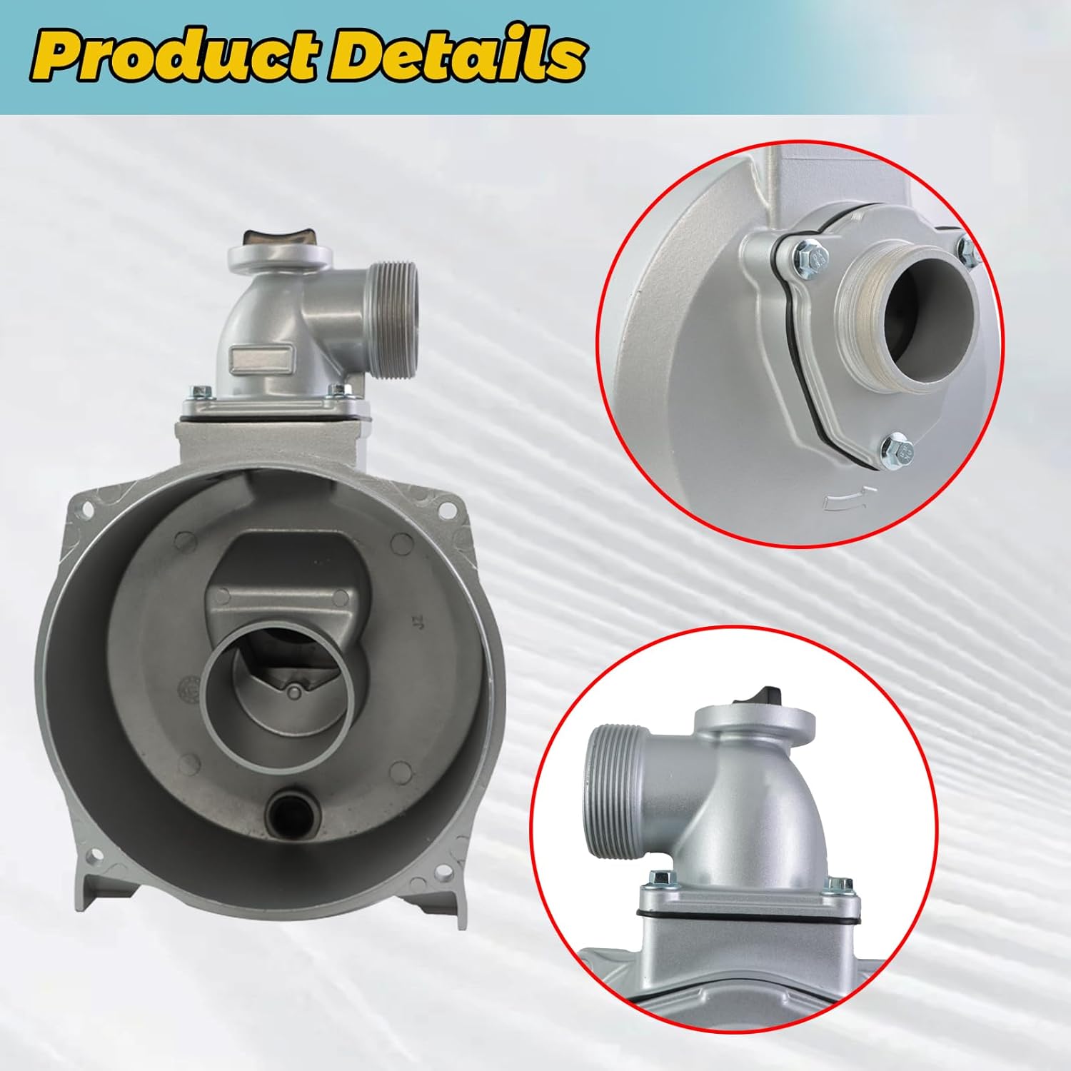 abliubale 2 inch Water Pump Body Housing with 3 Bolts on Water Inlet Compatible with 2inch Honda general purpose water pump Semi-Trash pump Replace WB20XT4A WH20XTAF WB20 WH20 Pump Parts