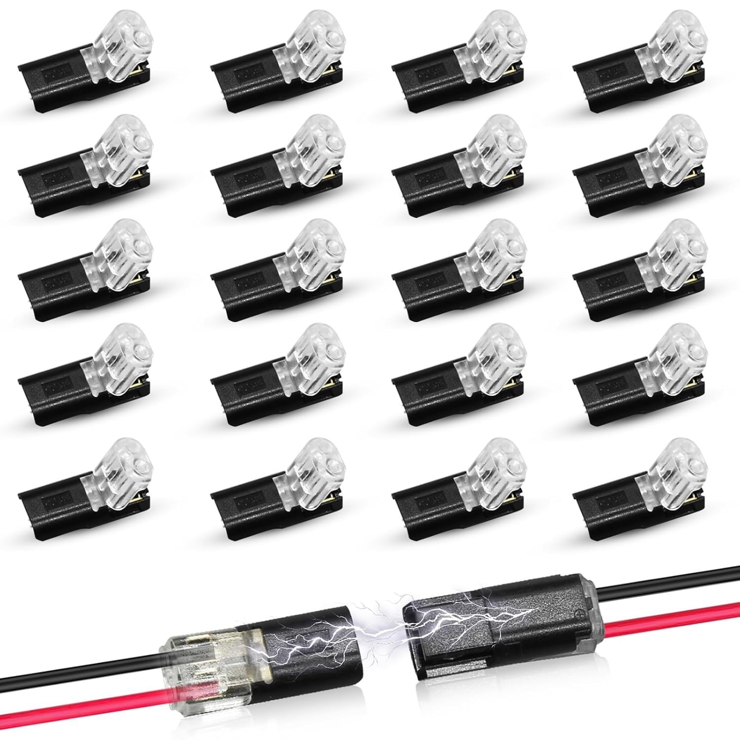 12Pcs Double-Wire Plug-in Connector Led Light Strip Connectors 2 Pin, Led Strip Lights Connectors Low Voltage Wire Connector with Locking Buckle, Fast Connect Plugs Led Connectors for Strip Lights-image-48