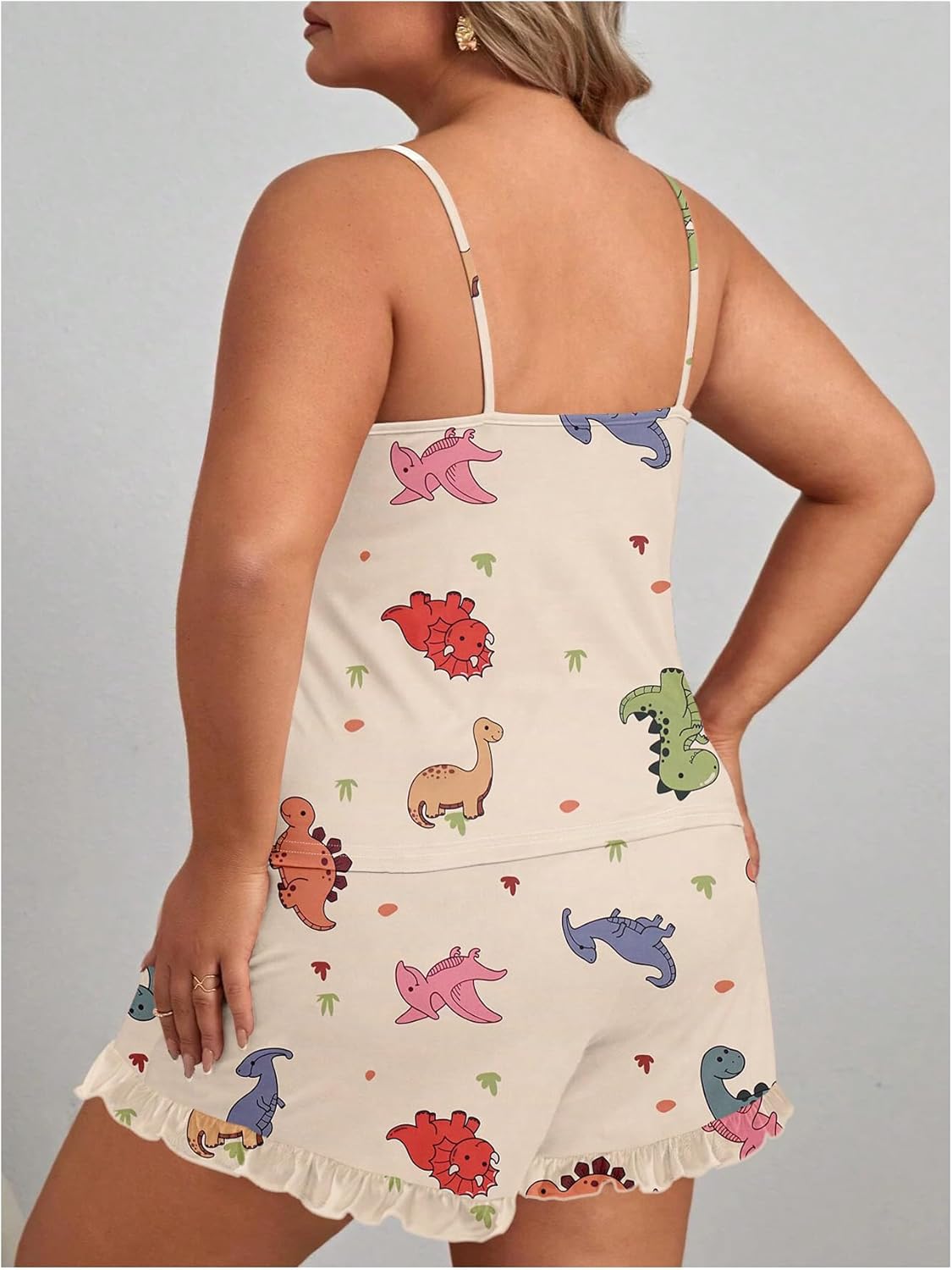 SOLY HUX Women's Plus Size Pajama Set Cute Cartoon Print Sleepwear Cami Top and Shorts Loungewear - Image 2