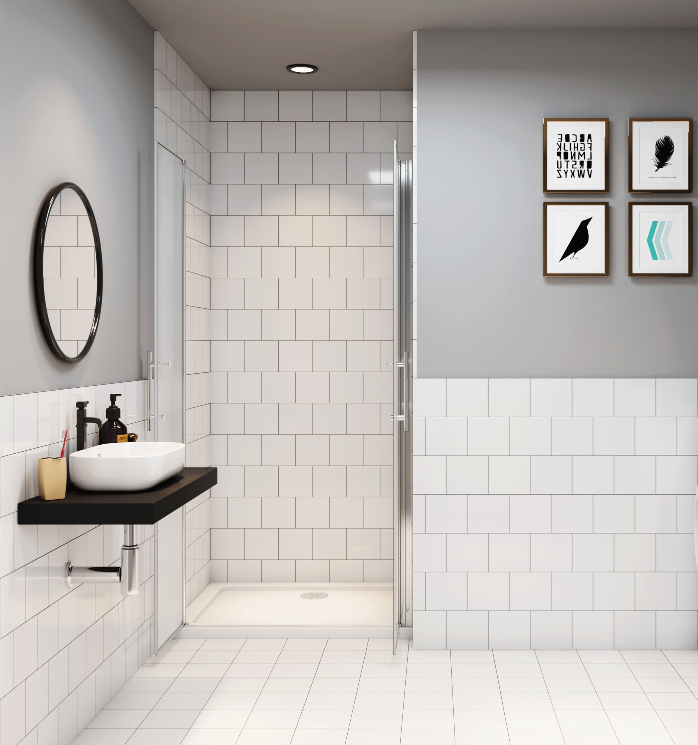 Duschtür Nischentür 90 x 195cm Pendeltür 6mm ESG Nano Glas Schwingtür Doppeltür Milchglas Chrom