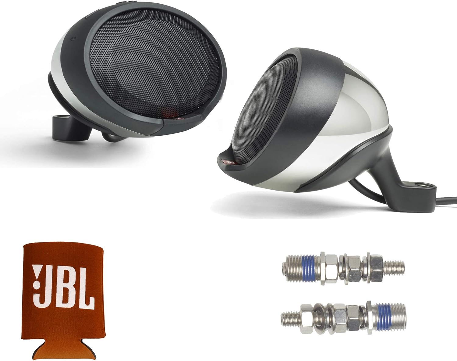 JBL Cruise PWSSPKCRUISECHAM – Kit de altavoces de manillar Bluetooth impermeables cromados con kit de pernos de 0.315 pulgadas