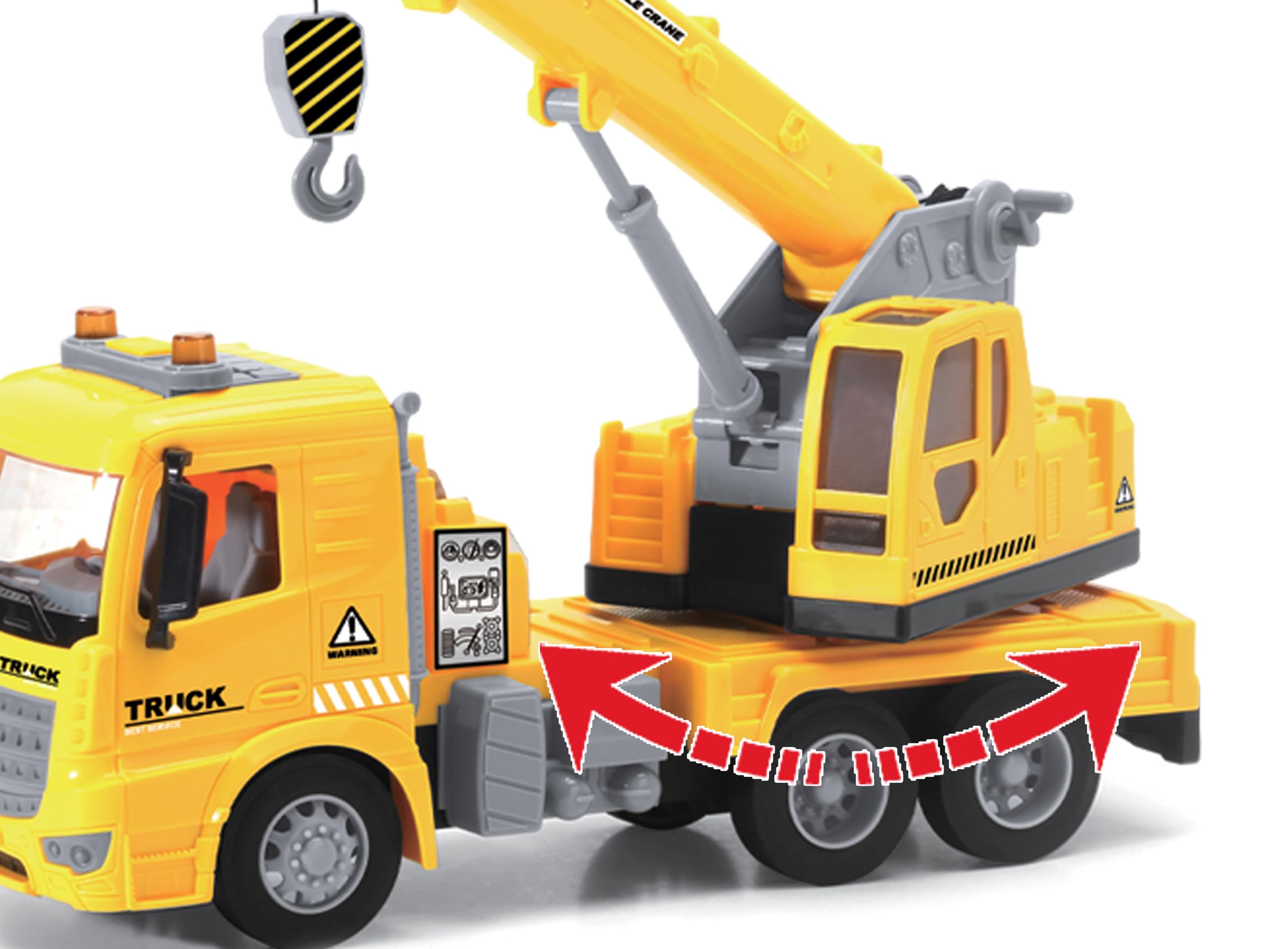 Teorema, Play City Camion Gru Giocattolo 1:16, Autogru da Cantiere con Luci e Suoni, Movimento a Frizione, Braccio Articolato con Gancio, Camion Grande Giocattolo per Bambini 3 più Anni, 30 cm