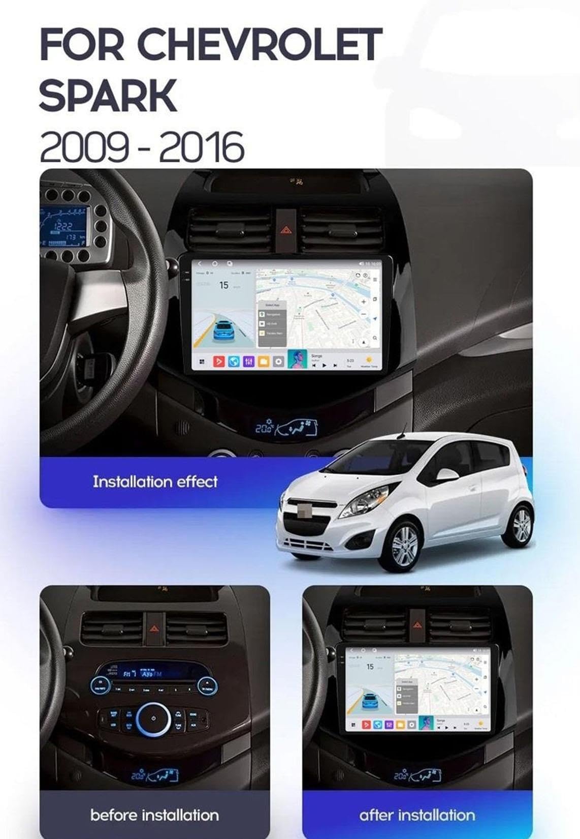 9 Pulgadas Android 16 Radio de Coche para Chevrolet Spark M300 2009-2016