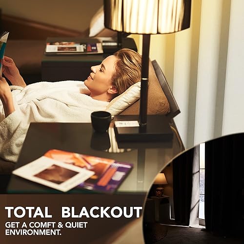 Miniatura 4 de Deconovo Cortinas opacas totales de lino sintético, para oscurecer la habitación, con aislamiento térmico, reducción de ruido, cortinas de