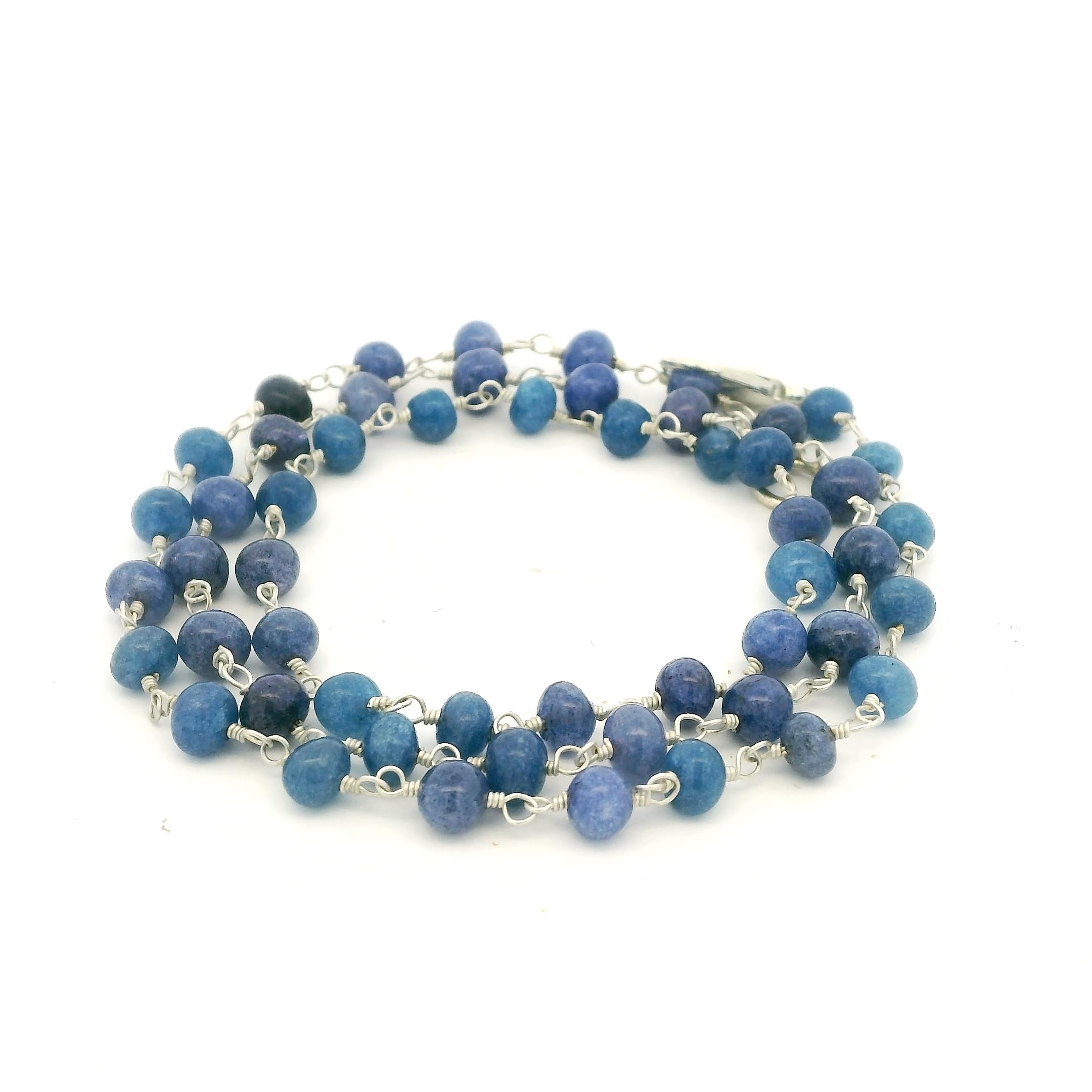 gehna Blue Sapphire Gemstone Bead Chain Knotted In .925 Sterling Silver For Girls & Women CP-1084-picture-3