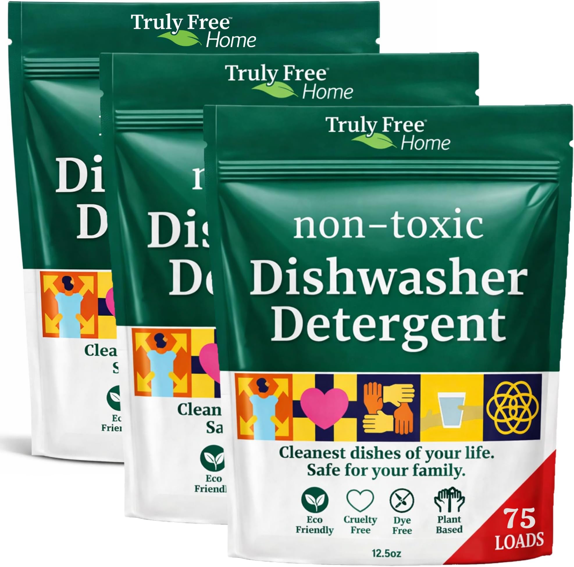 - Dishwasher Detergent Powder | Natural Dish Detergent, Dishwasher Soap | Plastic Free, Plant-Based, Clean, Heavy Duty Hard Water Stain & Grease Remover | Fragrance Free | 12.5 oz (Pack of 3)