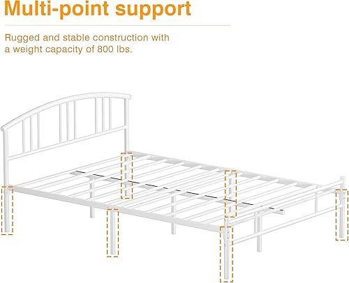 Miniatura 80 de VECELO Base de cama de tamaño individual con cabecera y estribo, base de colchón de plataforma metálica, listones de acero resistente, no necesita